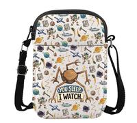 Rocky Alien - Bolso cruzado con texto en inglés «You Sleep I Watch» para amantes de los libros de ciencia ficción, regalo Rocky Amaze, You Sleep I Watch Cb4