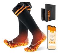 ROCKY&CHAO Calcetines Calefactables 5000 mAh Recargables, 4 Niveles de Temperatura, Calentamiento en la Planta del Pie, Calcetines Térmicos Eléctricos para Hombre y Mujer Calentador de pies