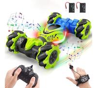 ROCKY&CHAO Coche teledirigido 4WD 2,4 GHz, operación de gestos, coche teledirigido para niños, rotación de 360°, coche de deriva con control manual fuera de la carretera RC Twist Car con luz y música,