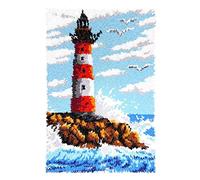 ROCKY&CHAO Juego de alfombras con ganchos, ganchos para hacer alfombras, para adultos, niños, juego de punto de cruz, alfombras, decoración del hogar, 60 x 40 cm (faro)