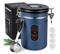 ROCKY&CHAO Lata de café hermética de acero inoxidable, 1,8 L, 600 g, para té, frutos secos, cacao, conservación más larga y fresca (azul)