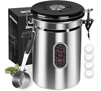 ROCKY&CHAO Tarro de café hermético de acero inoxidable de 2,8 l de granos de café, recipiente para té, nueces, cacao y mantenerse fresco