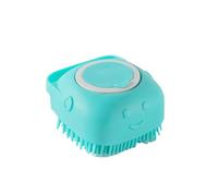 Rocky Green Cepillo de baño de silicona suave para mascotas, aplicador de champú de masaje suave con dispensador de líquido, herramienta de aseo para perros y gatos (azul)