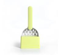 Rocky Green Juego de pala de arena para gatos de acero inoxidable con soporte, kit de pala de malla fina, herramientas ergonómicas y duraderas de limpieza de residuos de mascotas para gatos (gris +