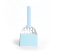 Rocky Green Juego de pala de arena para gatos de acero inoxidable con soporte, kit de pala de malla fina, herramientas ergonómicas y duraderas de limpieza de residuos de mascotas para gatos (blanco y