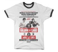 Rocky Licenciado Oficialmente World Heavyweight Poster Ringer Hombres Camiseta (Blanco-Negro), Large