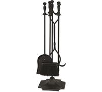 Rocky Mountain bienes 5 piezas Chimenea conjunto de herramientas 31" - Pala, cepillo, Poker, pinzas, soporte - resistente herramientas de hierro forjado con acabado decorativo - Mangos ergonómicos