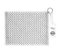 Rocky Mountain Goods Limpiador de malla de cadena de 8 x 6 pulgadas, anillos de acero inoxidable 316L, limpiador de hierro fundido para ollas, planchas, parrillas, piedra negra, no elimina el
