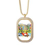 Rocky Mountains CN Tower - Collar con colgante de arce Canadá y diamantes de cristal dorado