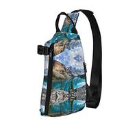 Rocky Mountains - Mochila cruzada estampada para hombres y mujeres, para caminar al aire libre, viajes, Negro -, Talla única