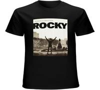 Rocky Philly Step Men's T Shirt Boxing Movie Balboa Million to One Shot Postcard Tees Black L