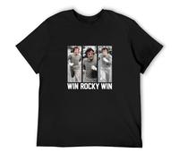 Rocky Running The Streets of Philadelphia Win Rocky Win Movie Men's Cotton T-Shirt Black Shirt Top tee S