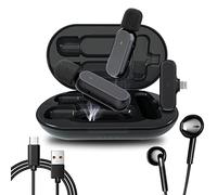 RockyMars - Paquete de 2 micrófonos inalámbricos Lavalier para iPhone iPad con funda de carga de 800 mAh, micrófono de solapa con clip, Plug-Play, reducción de ruido, micrófono portátil para grabación