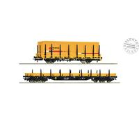 ROCO 77029 - 1:87 H0 - Set De 2 Vagones Plataforma Librea Amarillo 1 Container "