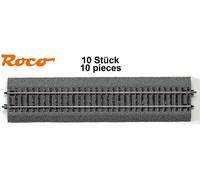 Roco H0 42510-S Vía recta G1 con cama, longitud 230 mm (10 piezas) - NUEVO