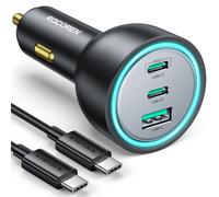 Rocoren 165W Cargador de Coche, PD3.1 PD3.0 QC5.0 PPS 3 Puertos Carga Rápida Cargador Mechero USB C, Compatible con iPhone15/14/13, Galaxy S24+/S24, iPad, MacBook, DELL, Laptop, Huawei