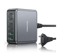 Rocoren 270W Cargador USB C, Estación de Carga GAN 6 Puertos, PD QC PPS Carga Rápida, 100W Portátil Adaptador Cargador Compatible con MacBook Air/Pro, iPhone 16/15/14, iPad, Samsung Galaxy, Huawei