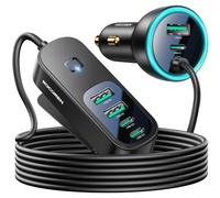 Rocoren Cargador Coche Carga Rapida USB C, 105W 6 Puertos PD3.0 & QC3.0 Mechero Coche con 1.5M Cable, Coche Adaptador para iPhone 16/15/14/13, Samsung S24+/S23, Android, iPad, etc