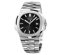 ROCOSJEWE RW00139 - Reloj analógico para hombre, automático, mecánico, deportivo, resistente al agua, antigolpes, luminoso, correa de acero inoxidable ajustable, color negro, Negro -, Reloj analógico,