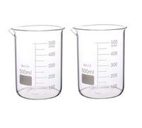 Rocwing Borosilicato 3.3 Vaso de Vidrio Graduado para Uso en Laboratorio y Cocina (500ml, 2 in a pack)