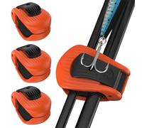 Rod Clips for Fishing Poles - 4 Pieces Non Slip Adjustable Rack, Fishing Rod Holder, Vertical Wall Mount Support, Marine Grade Storage Bracket, Universal Pole Organizer | for Outdoor