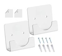 Rod Holder, Wall Tube Brackets, 3.1x3.1x1.4 Inches Versatile Pipe Retainer 2 Pieces Acrylic Supports, Tension Bar Mount for Closet, Wardrobe, Clothes Rail, Shower Curtain, Living Room