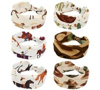 RODAILYCAY 6 diademas antideslizantes para mujer, diademas de entrenamiento, botas de vaquero occidentales, sombreros de cactus que absorben la humedad, banda deportiva para el pelo de moda
