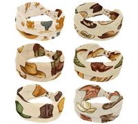 RODAILYCAY 6 diademas antideslizantes para mujer, gorras vaqueras occidentales, vendas de entrenamiento de fondo vintage, diadema deportiva que absorbe la humedad, envoltura para el cabello de moda