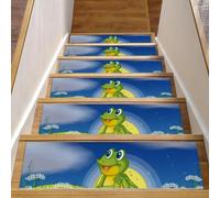 RODAILYCAY a Frog Looking at the Bright Star - Alfombra antideslizante para peldaños de escalera de 15 piezas, tapete para peldaños de madera para interiores, alfombras de pasillo de escalera