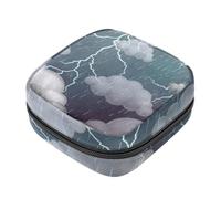 RODAILYCAY Bolsa de almacenamiento de servilletas sanitarias, bolsa portátil para copa menstrual, bolsa para el primer período para mujeres y niñas, escena del cielo con truenos y cremallera de