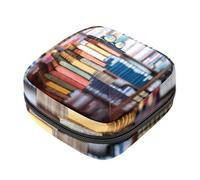 RODAILYCAY Bolsa de almacenamiento de servilletas sanitarias, bolsa portátil para copa menstrual, bolsa para el primer período para mujeres y niñas, pila de libros viejos en biblioteca con cremallera