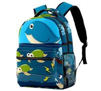 RODAILYCAY Bonita mochila para adolescentes, niñas, niños, tiburón, ataque, barco, tortuga, ballena, pulpo, bolsa de libros de gran capacidad, mochila de viaje para laptop, bolsa escolar universitaria