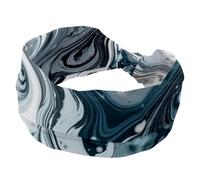 RODAILYCAY Diademas elásticas para mujer, diadema ancha azul mármol fluido, diadema para yoga, entrenamiento, deporte, turbante con nudo trenzado para niñas y mujeres