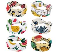 RODAILYCAY Diademas para mujer, Hello Summer con fondo de sandía y piña, paquete de 6 bandas elásticas anchas para entrenamiento, turbante deportivo suave para yoga, gimnasio, fitness