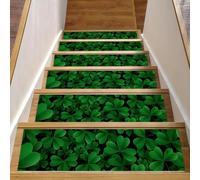 RODAILYCAY Green Clover - Alfombras antideslizantes para peldaños de madera, 15 unidades, para interiores, para perros, niños y ancianos