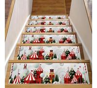 RODAILYCAY Happy Christmas - Alfombra antideslizante para peldaños de madera, 15 piezas, 76 x 20 cm, para peldaños de madera, para interiores, antideslizante, para niños, ancianos y perros