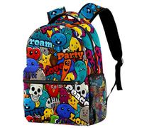 RODAILYCAY Mochila escolar de fantasía, diseño de calavera, mochila impermeable, mochila casual, bolsa de libros, bolsa para laptop, para hombres y mujeres, Multicolor 2, 29.4x20x40cm/11.5x8x16 in