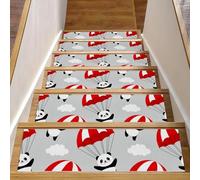 RODAILYCAY Panda Parachute Cloud - Alfombras antideslizantes para peldaños de madera, 15 unidades, para interiores, para perros, niños y ancianos