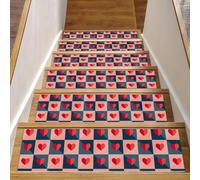 RODAILYCAY Paper Love Hearts - Alfombra antideslizante para peldaños de escalera, paquete de 15 unidades, tapete para peldaños de madera para interiores, alfombras de paso de escalera con respaldo de