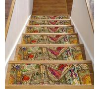 RODAILYCAY Paquete de 15 peldaños de escalera de tarot de 8 x 30 pulgadas para peldaños de madera, almohadillas antideslizantes para escaleras, camino de escalera sin residuos para niños, ancianos y