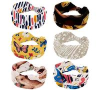 RODAILYCAY Paquete de 6 diademas anchas para mujer, gorras de vaquero retro occidentales, fondo negro, cómodas diademas anudadas, turbante antideslizante, envoltura elástica para la cabeza, accesorios