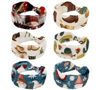 RODAILYCAY Paquete de 6 diademas para mujer, botas vaqueras occidentales vintage, sombreros, fondo beige, banda ancha para el pelo, diadema anudada giratoria, banda antideslizante para el pelo