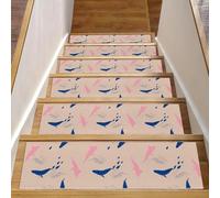 RODAILYCAY Peldaños de escalera de ballena con corazón de doncella para peldaños de madera, antideslizantes, 15 piezas de 8 x 30 pulgadas, alfombras de seguridad para niños, ancianos y mascotas