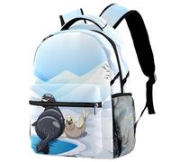 RODAILYCAY Two Seals Sitting on Ice - Mochila de viaje para laptop, mochila de escuela secundaria, mochila grande para libros, bonita mochila para hombres y mujeres, Multicolor 1, 29.4x20x40cm
