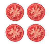 Rodaja de Tomate,Posavasos Redondos de Corcho MDF, Almohadilla para Tazas, Juego de 4 Posavasos para Bebidas