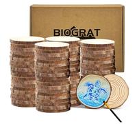 Rodajas de Madera 5-6 cm, 80 piezas troncos madera decoracion, 0,5 cm de grosor