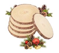 Rodajas de Madera, 5 Piezas, 17-18 cm de Diámetro y 15 mm de Grosor, Rodajas de Árbol Sin Tratar, Rodajas de Tronco para Manualidades, Bodas, Decoración Navideña y Manualidades