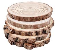 Rodajas de Madera Diámetro 18-20 cm 5pcs Troncos Madera Decoracion Apto para Pirograbador de Madera, Pintura,Navidad