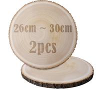 Rodajas de Madera Natural de 26 a 30cm, 2pcs Discos de Madera, Círculos de Madera Natural para Decoración de Boda, Posavasos de Madera y Manualidades