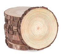 Rodajas de Madera Natural, ilauke 8pcs Discos de Madera Diámetro 16-17 cm sin Agujero, Tronco Madera con Corteza, Círculos de Madera para Decoracion Navideña, Pintura, Craft Manualidades, Bodas
